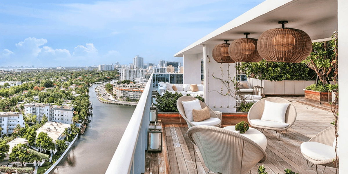 View from patio overlooking river